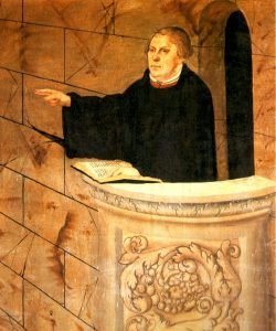 Er ist das Subjekt der Ausstellung: Martin Luther 1547 als Predi- ger in der Wittenberger Stadtkirche Gemälde von Lucas Cranach d.Ä. / Repro: Karl-Hermann Ernst