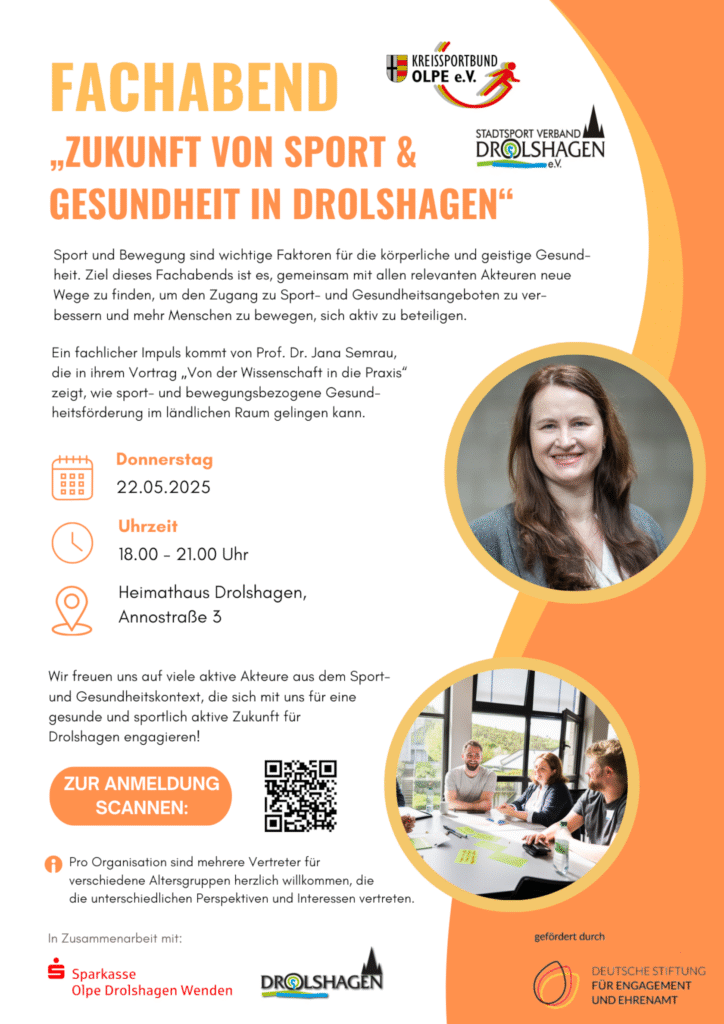 Fachabend „Zukunft von Sport & Gesundheit in Drolshagen“ 3 flyer fachabend sport und gesundheit mit vortrag jana semrau