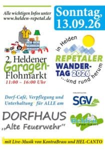 Wandern – Stöbern – Genießen: 2 plakat 2 repetaler wandertag mit garagenflohmarkt
